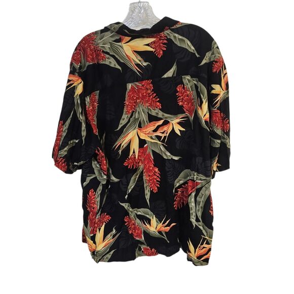 Puritan Hawaiian Shirt Men's Extra Large Black Red Button Down Short Sleeve - Picture 2 of 8